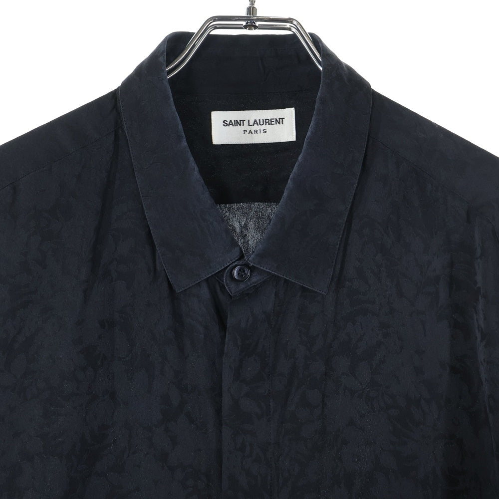 SAINT LAURENT PARIS(サンローランパリ) 総柄シルク 長袖シャツ ブラック 646850 Y2E32