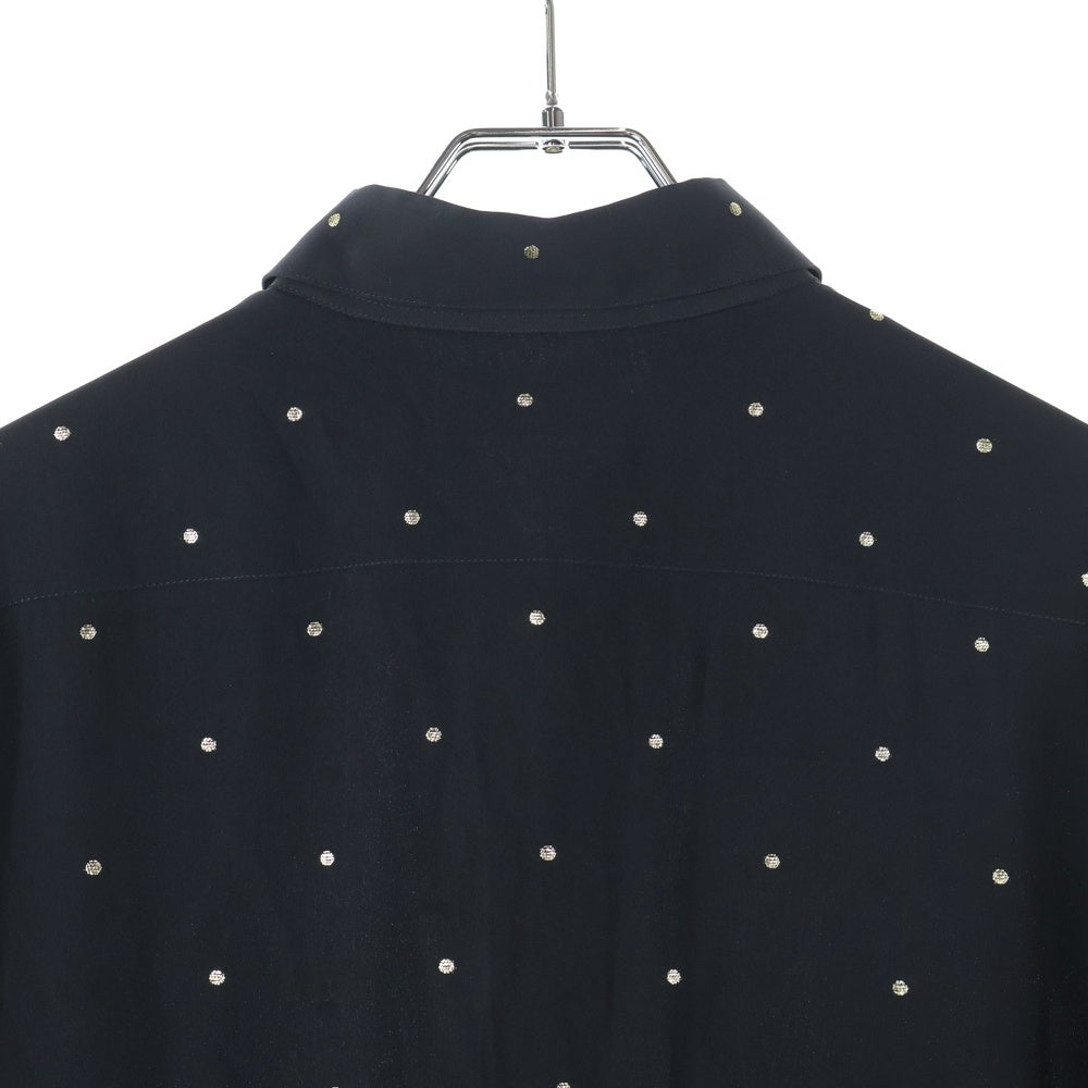 SAINT LAURENT PARIS(サンローランパリ) ドット刺繍 長袖シルクシャツ ブラック 646850 Y1F25