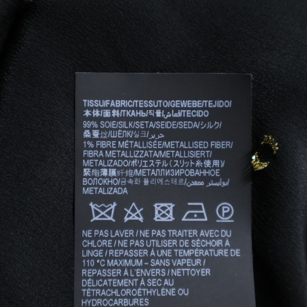 SAINT LAURENT PARIS(サンローランパリ) ドット刺繍 長袖シルクシャツ ブラック 646850 Y1F25