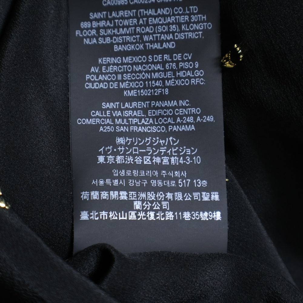 SAINT LAURENT PARIS(サンローランパリ) ドット刺繍 長袖シルクシャツ ブラック 646850 Y1F25