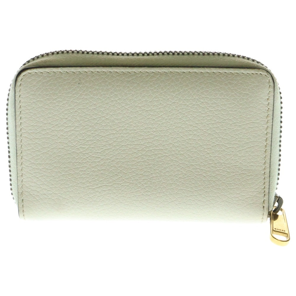 GUCCI(グッチ) ロゴプリント コンパクト ラウンドジップコインケース ウォレット ホワイト 496319