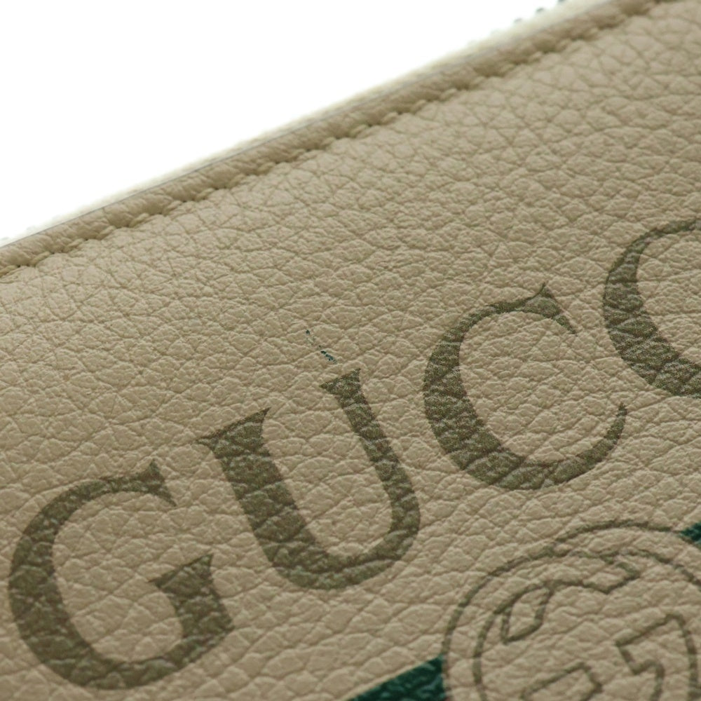 GUCCI(グッチ) ロゴプリント コンパクト ラウンドジップコインケース ウォレット ホワイト 496319