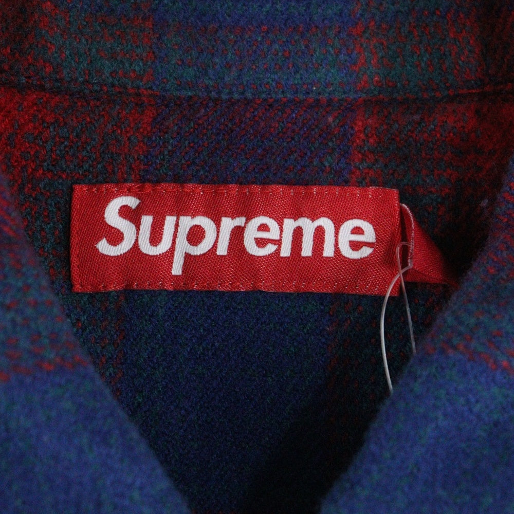 SUPREME(シュプリーム) 25AW Studded Shadow Plaid Zip Up Shirt スタッズ シャドウ ジップアップ チェックシャツ ネイビー