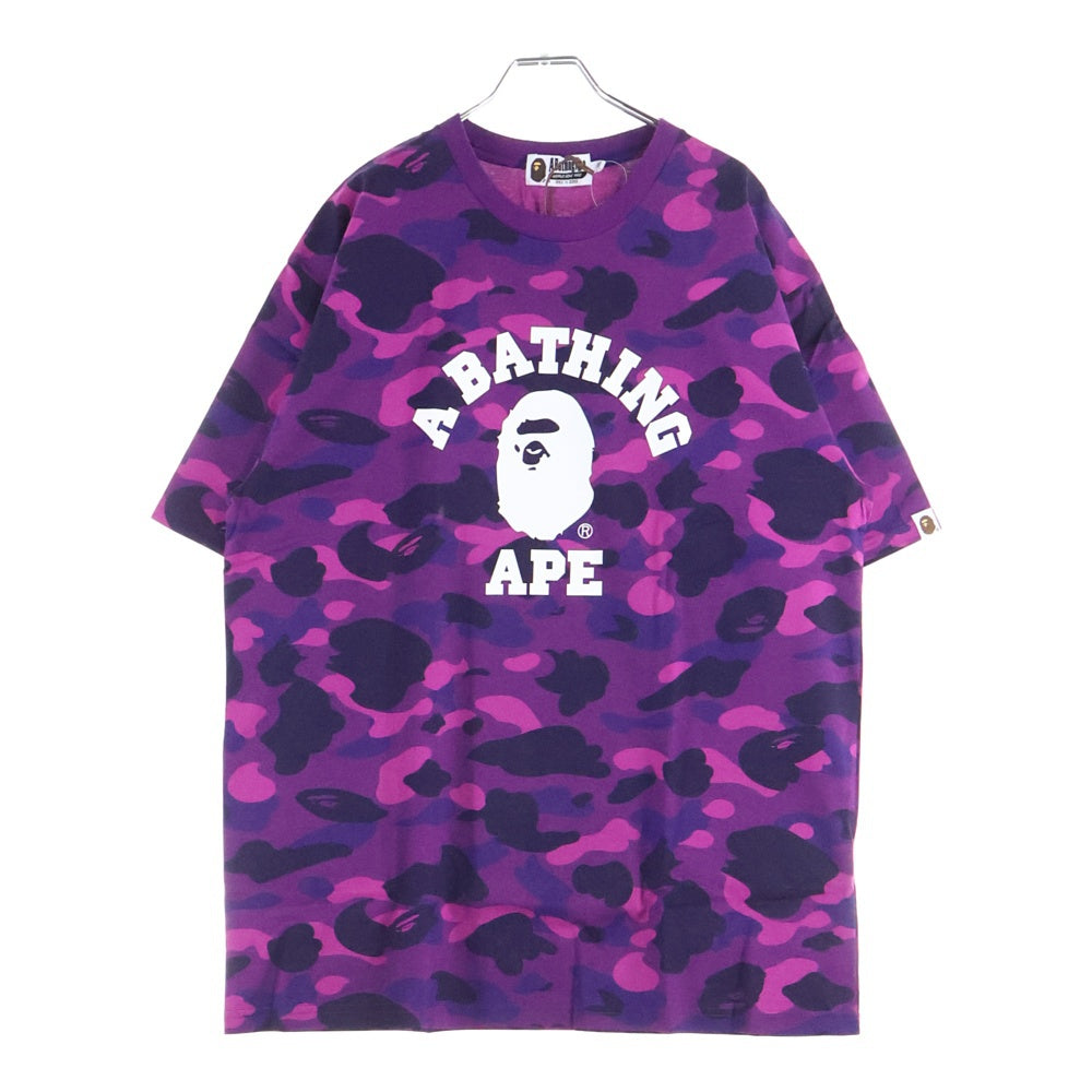 BAPE BY A BATHING APE(ベイプ ア ベイシング エイプ) カモフラ総柄 半袖Tシャツ カットソー パープル 001CSH201045X