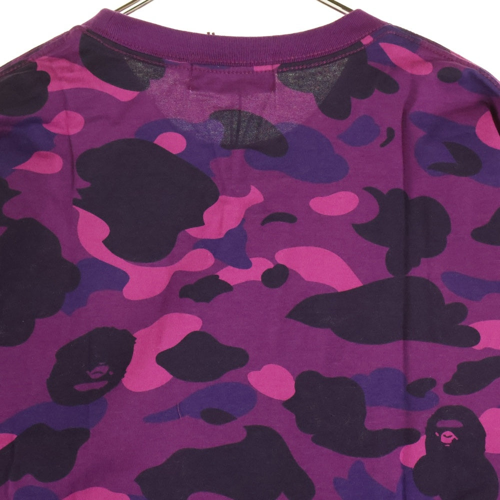 BAPE BY A BATHING APE(ベイプ ア ベイシング エイプ) カモフラ総柄 半袖Tシャツ カットソー パープル 001CSH201045X