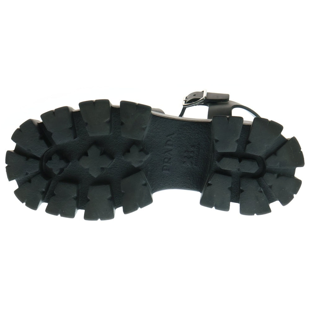 PRADA(プラダ) Monolith Round Toe Sandals モノリス トライアングルロゴ ラバーサンダル シューズ ブラック