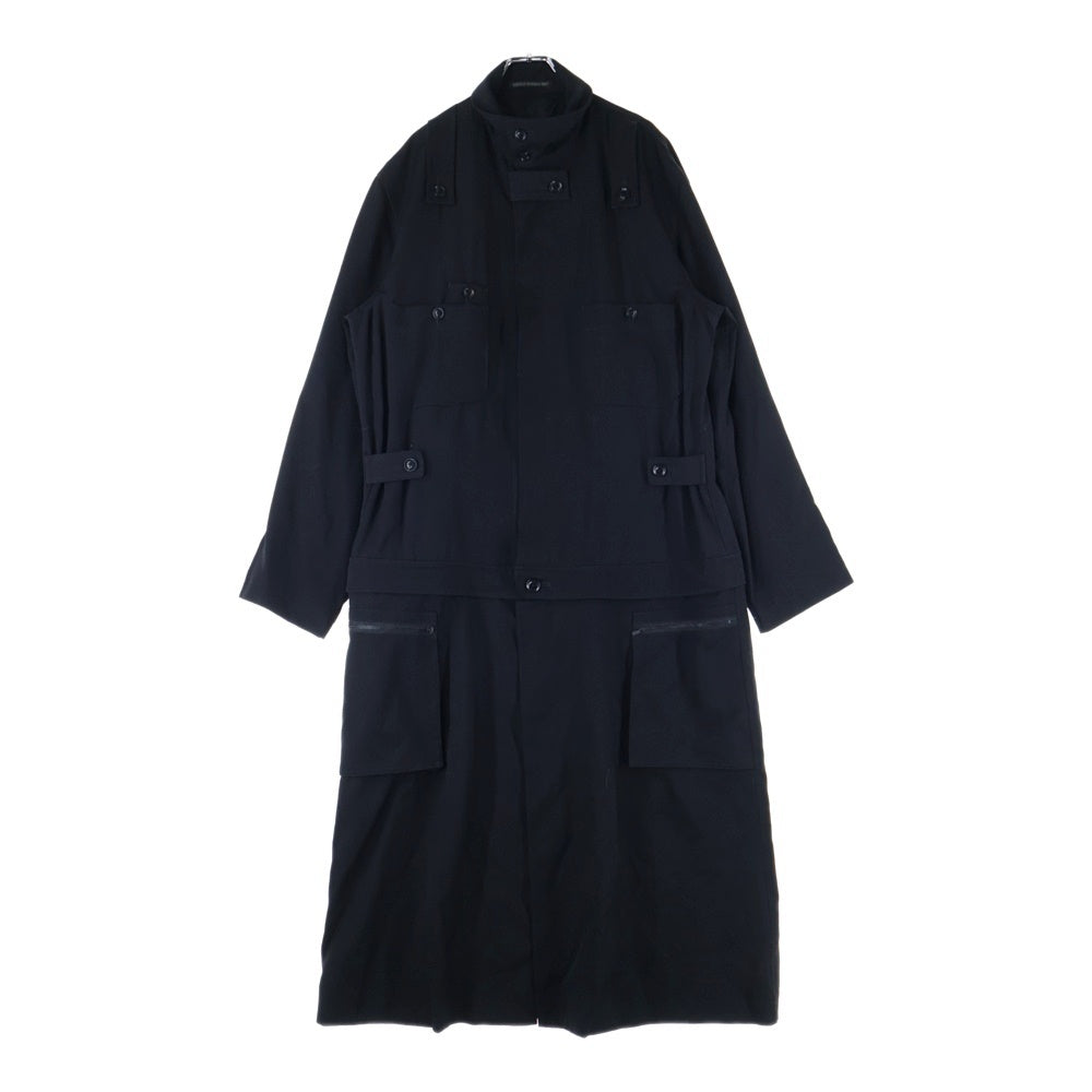 Yohji Yamamoto(ヨウジヤマモト) 17AW ウールギャバジン ドレスコート ステンカラーロングコート ブラック HK-D22-100
