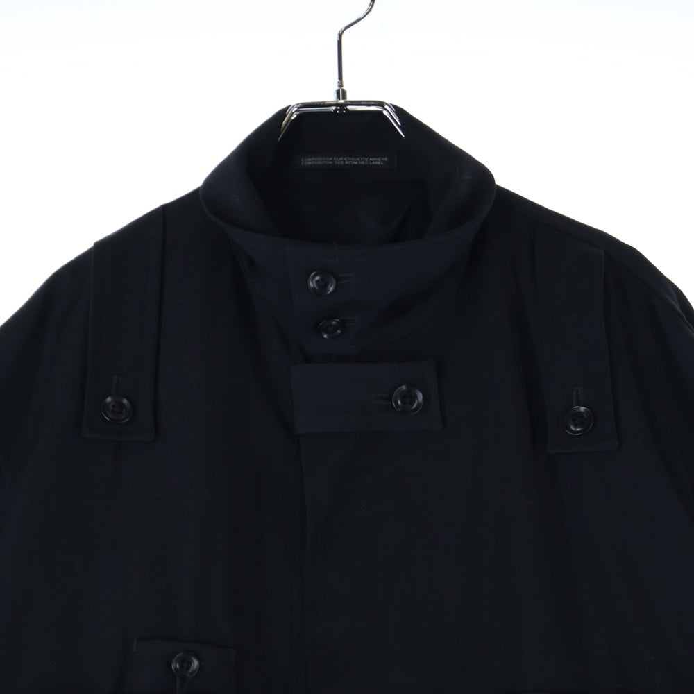 Yohji Yamamoto(ヨウジヤマモト) 17AW ウールギャバジン ドレスコート ステンカラーロングコート ブラック HK-D22-100