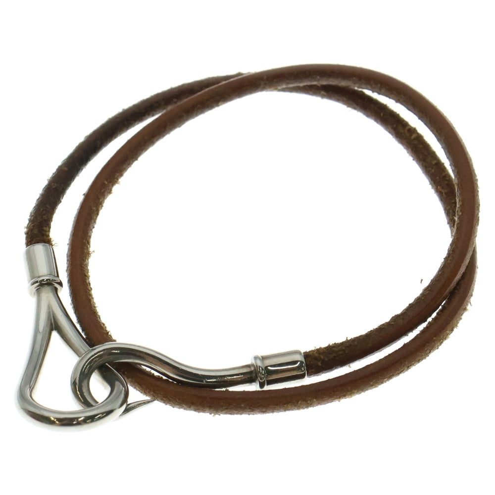 HERMES(エルメス) ジャンボ レザーチョーカー ネックレス ブレスレット シルバー/ブラウン