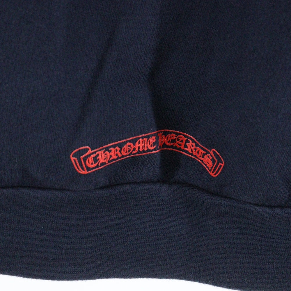 CHROME HEARTS(クロムハーツ) SWTSHRT PLVR プルオーバーパーカー 袖フローラルバックホースシューパーカー ネイビー/レッド