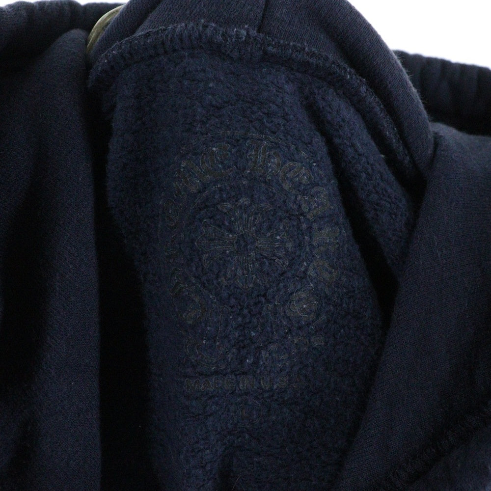 CHROME HEARTS(クロムハーツ) SWTSHRT PLVR プルオーバーパーカー 袖フローラルバックホースシューパーカー ネイビー/レッド