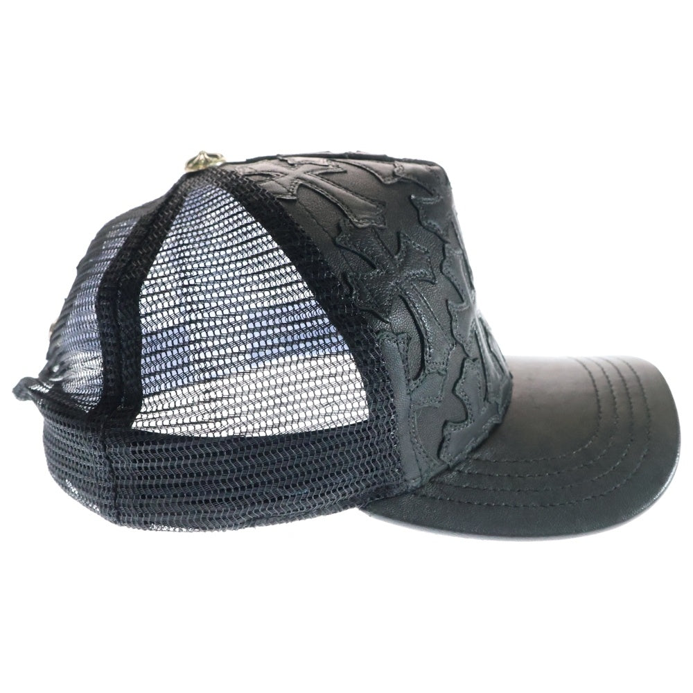 CHROME HEARTS(クロムハーツ) Cemetary Cross Leather Patch Trucker Cap セメタリークロス レザーパッチ トラッカーキャップ 帽子 ブラック