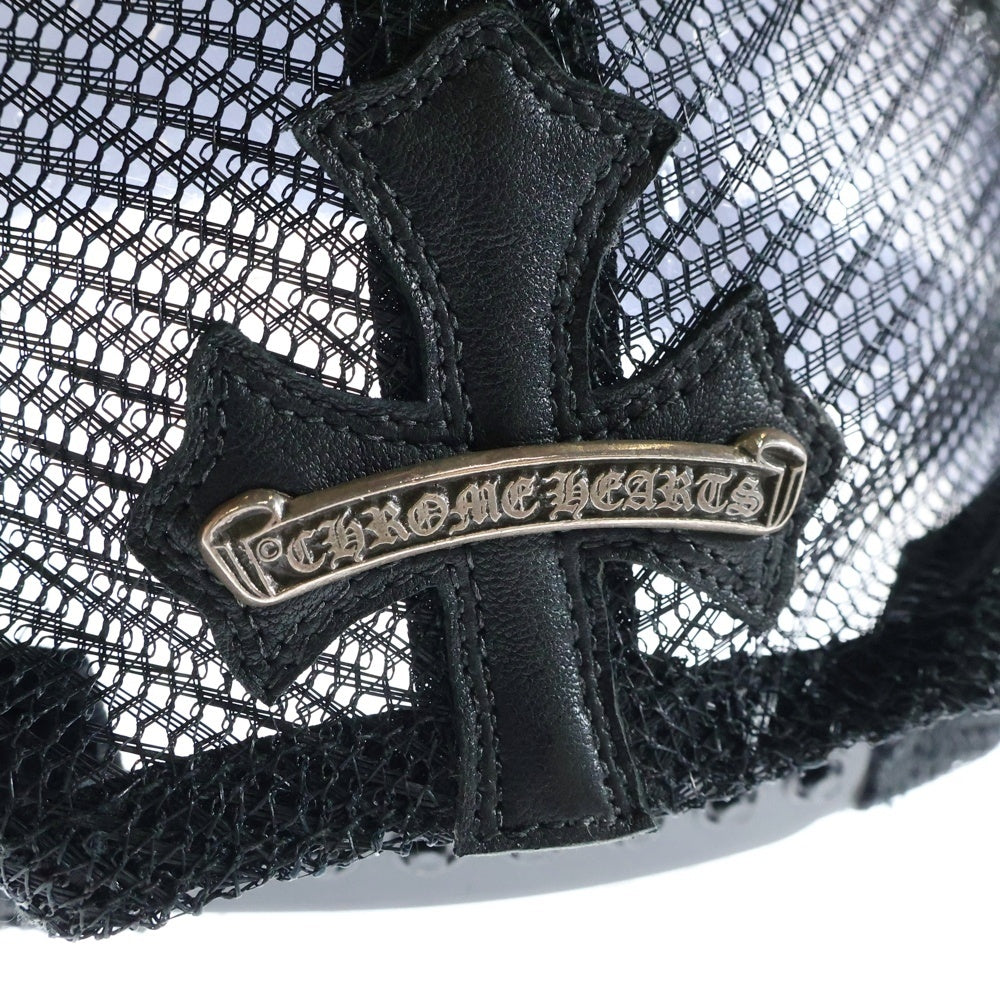 CHROME HEARTS(クロムハーツ) Cemetary Cross Leather Patch Trucker Cap セメタリークロス レザーパッチ トラッカーキャップ 帽子 ブラック