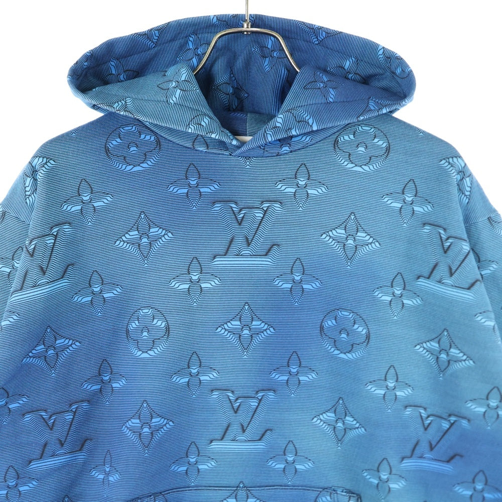 LOUIS VUITTON(ルイヴィトン) 22AW 3Dモノグラム総柄 フーディ プルオーバー スウェットパーカー ブルー RM222Q IHN HNY41W