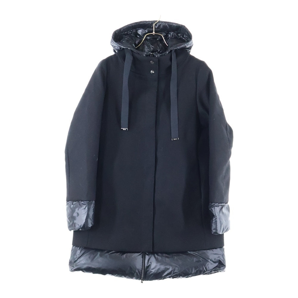HERNO(ヘルノ) ドッキング フーデッド ナイロン ダウンコート ブラック レディースpi001966d-33344-9300