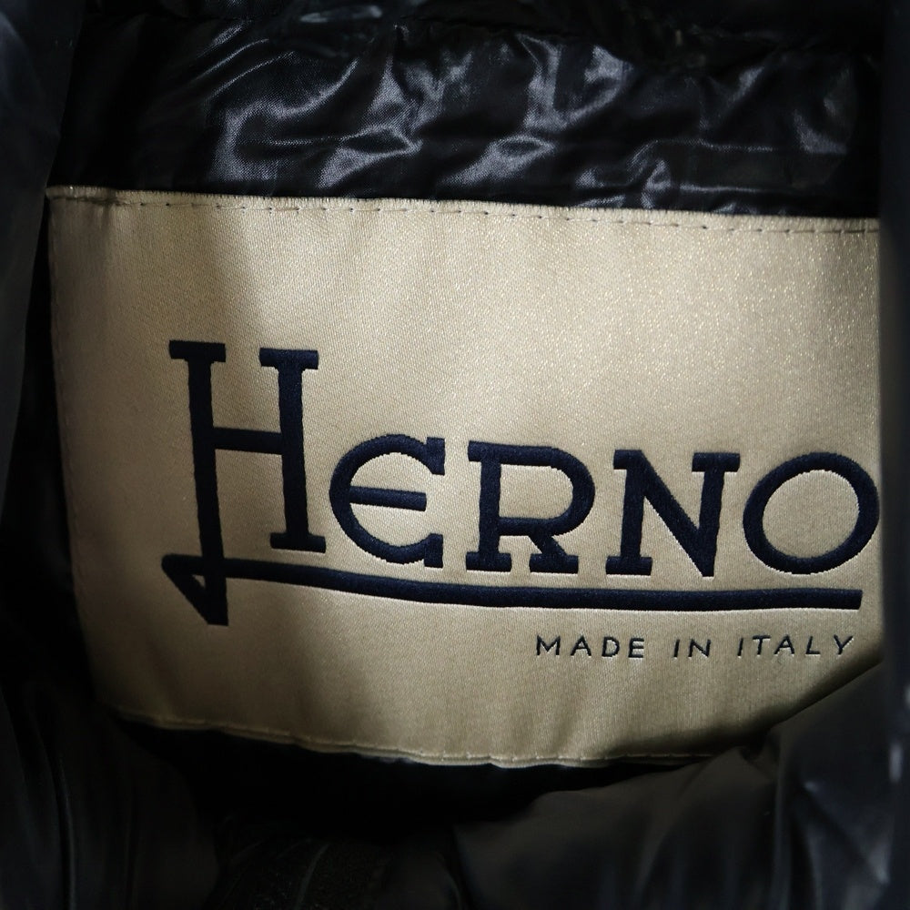 HERNO(ヘルノ) ドッキング フーデッド ナイロン ダウンコート ブラック レディースpi001966d-33344-9300