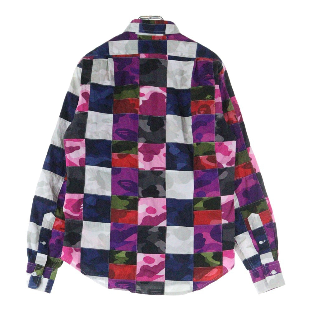 A BATHING APE(アベイシングエイプ) パッチワーク カモ 長袖シャツ マルチ A14599
