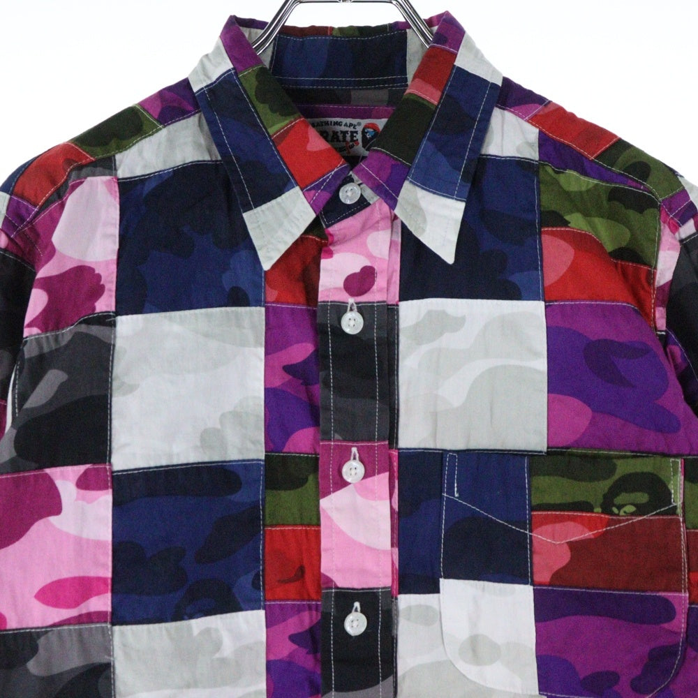 A BATHING APE(アベイシングエイプ) パッチワーク カモ 長袖シャツ マルチ A14599
