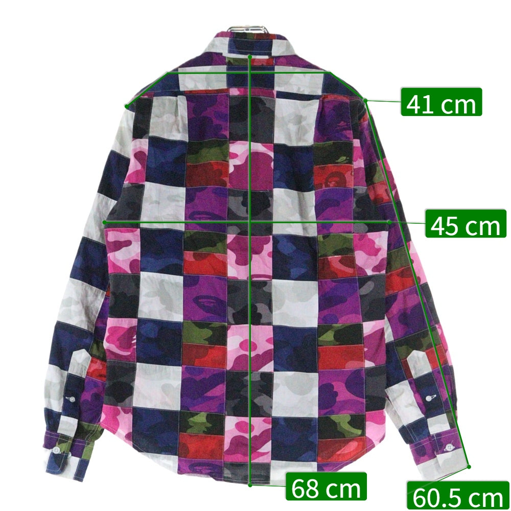 A BATHING APE(アベイシングエイプ) パッチワーク カモ 長袖シャツ マルチ A14599