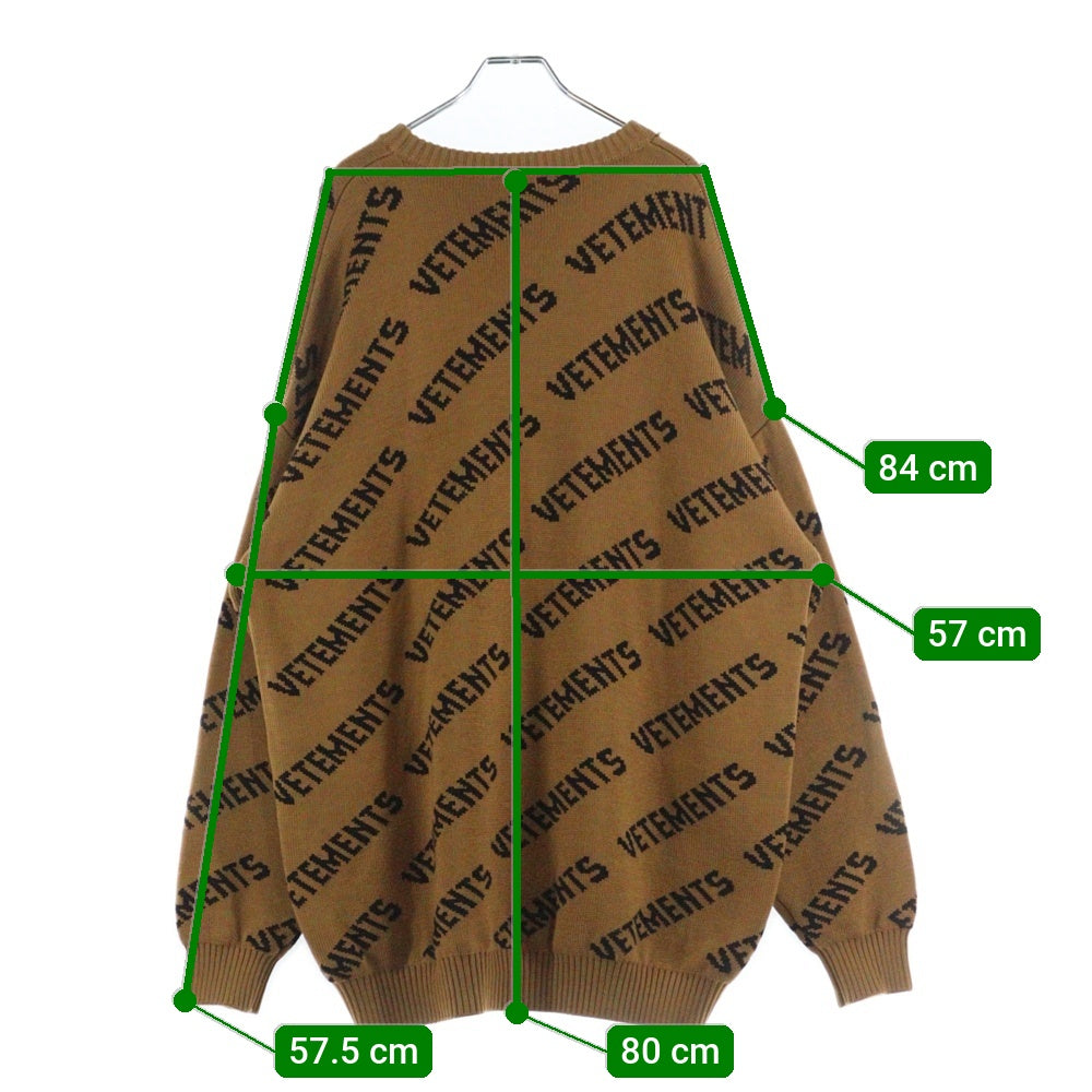 VETEMENTS(ヴェトモン) 22SS 総柄ロゴ ジャガードニット セーター ブラウン UE52KN340C