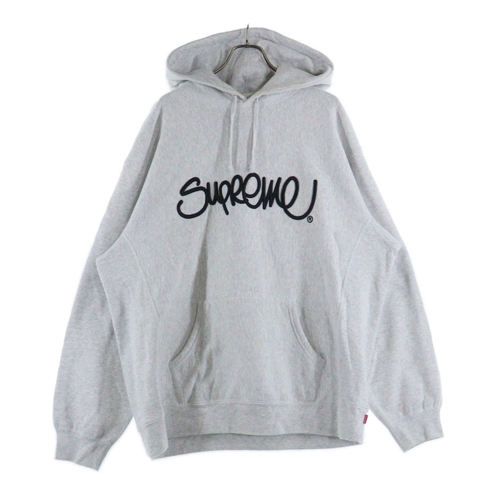 SUPREME(シュプリーム) 22SS Raised Handstyle Hooded Sweatshirt Ash Grey ロゴ刺繍 レイズドハンドスタイル プルオーバーパーカー フーディー グレー