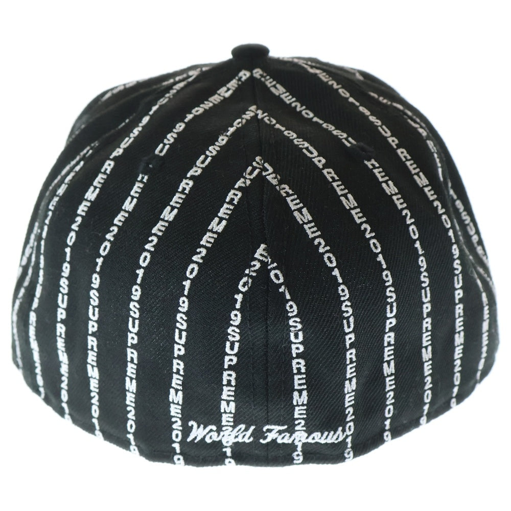 SUPREME(シュプリーム) 19SS×New Era Text Stripe ニューエラ テキストストライプ ボックスロゴ エンブロイダリー キャップ 帽子 ブラック