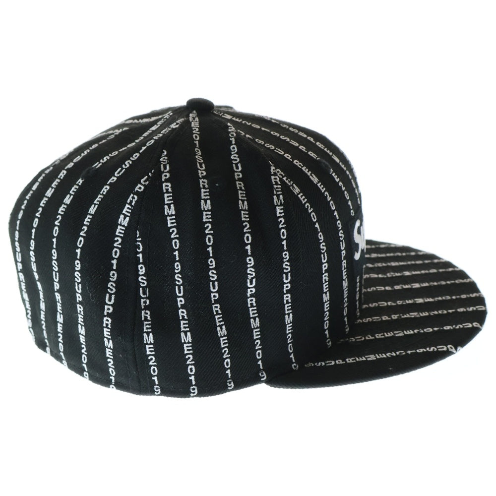 SUPREME(シュプリーム) 19SS×New Era Text Stripe ニューエラ テキストストライプ ボックスロゴ エンブロイダリー キャップ 帽子 ブラック