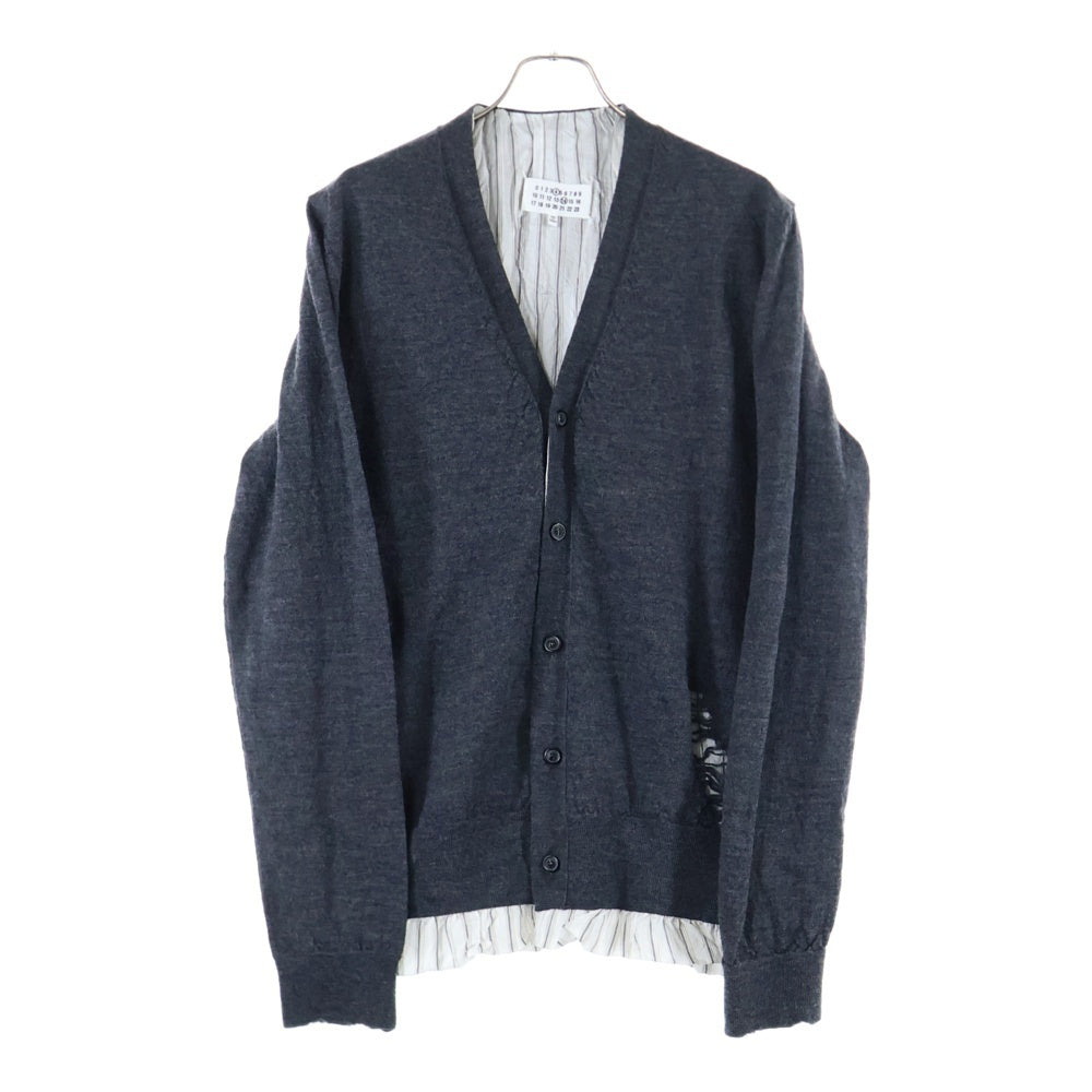 Maison Margiela 14(メゾンマルジェラ) 22AW レイヤードデザイン ストライプ ニットカーディガン グレー SI1HA0006