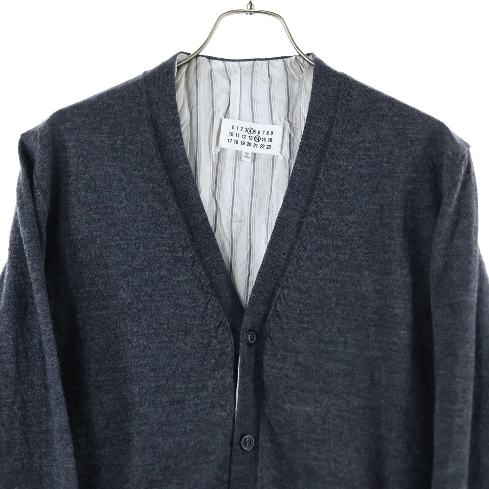 Maison Margiela 14(メゾンマルジェラ) 22AW レイヤードデザイン ストライプ ニットカーディガン グレー SI1HA0006