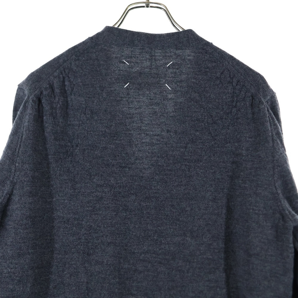 Maison Margiela 14(メゾンマルジェラ) 22AW レイヤードデザイン ストライプ ニットカーディガン グレー SI1HA0006