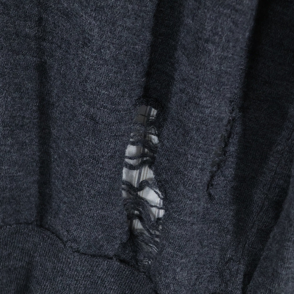 Maison Margiela 14(メゾンマルジェラ) 22AW レイヤードデザイン ストライプ ニットカーディガン グレー SI1HA0006