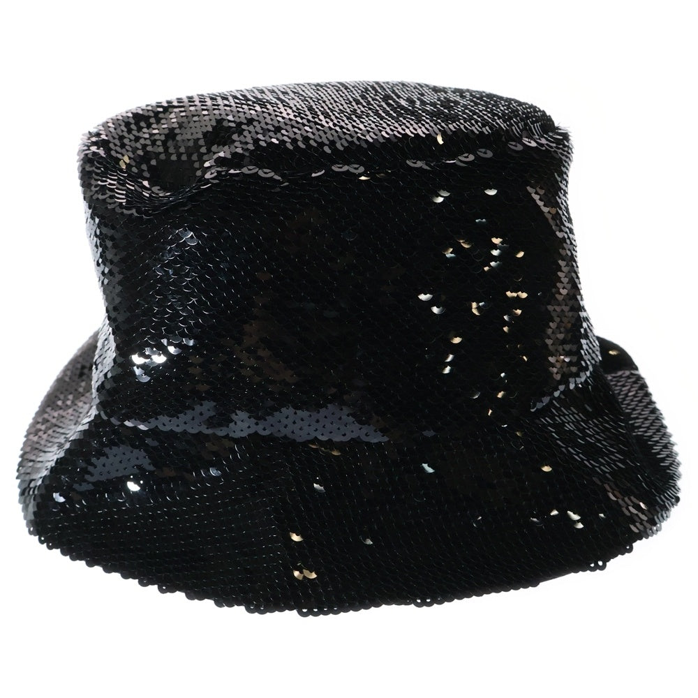 PRADA(プラダ) ロゴ スパンコール バケットハット 帽子 ブラック 1HC137