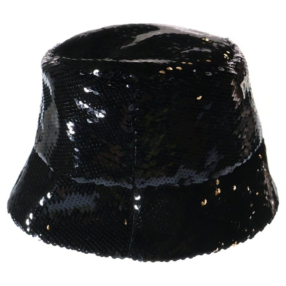 PRADA(プラダ) ロゴ スパンコール バケットハット 帽子 ブラック 1HC137