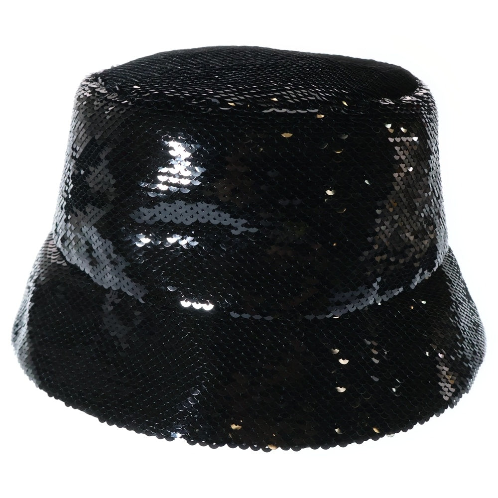 PRADA(プラダ) ロゴ スパンコール バケットハット 帽子 ブラック 1HC137