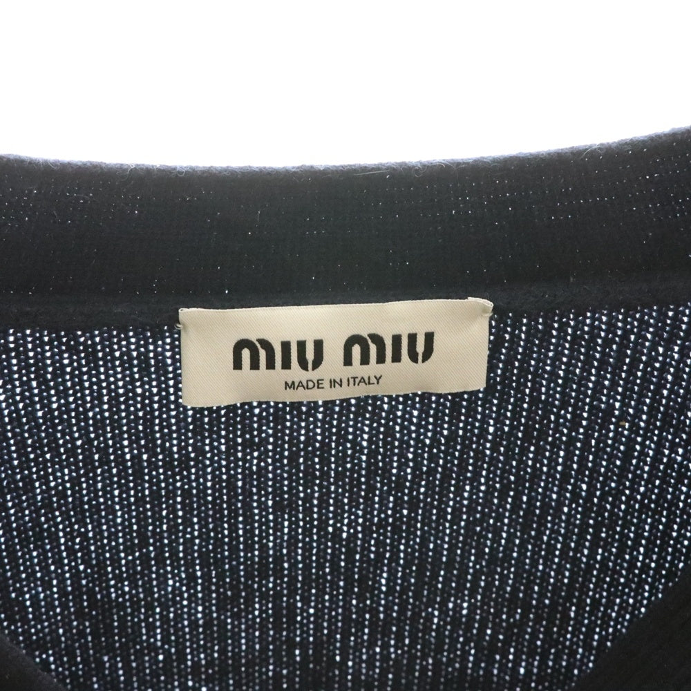miumiu(ミュウミュウ) ロゴワッペン カシミヤカーディガン ニット ネイビー MMF865