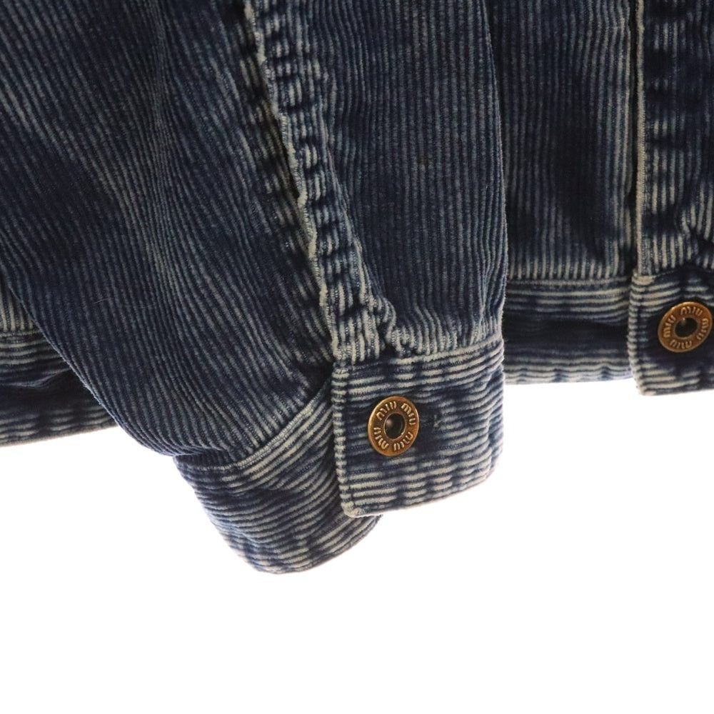 miumiu(ミュウミュウ) Washed Velvet Blouson Jacket ウォッシュドベルベット ブルゾンジャケット ブルー ML1009