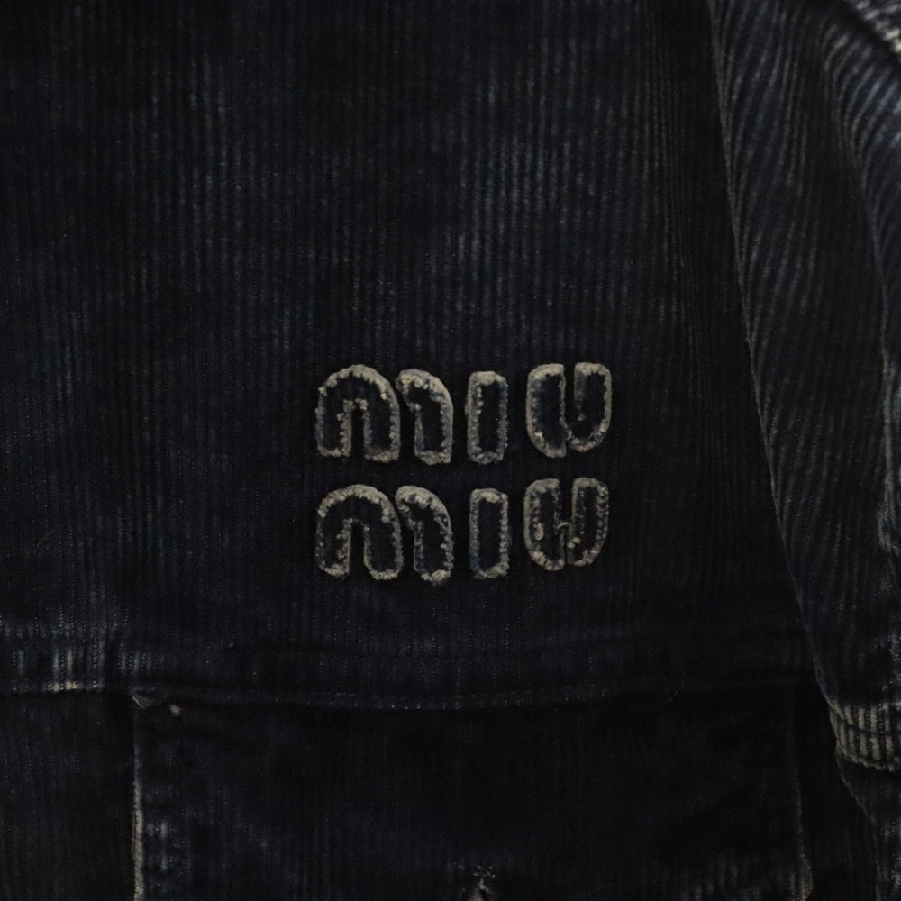 miumiu(ミュウミュウ) Washed Velvet Blouson Jacket ウォッシュドベルベット ブルゾンジャケット ブルー ML1009