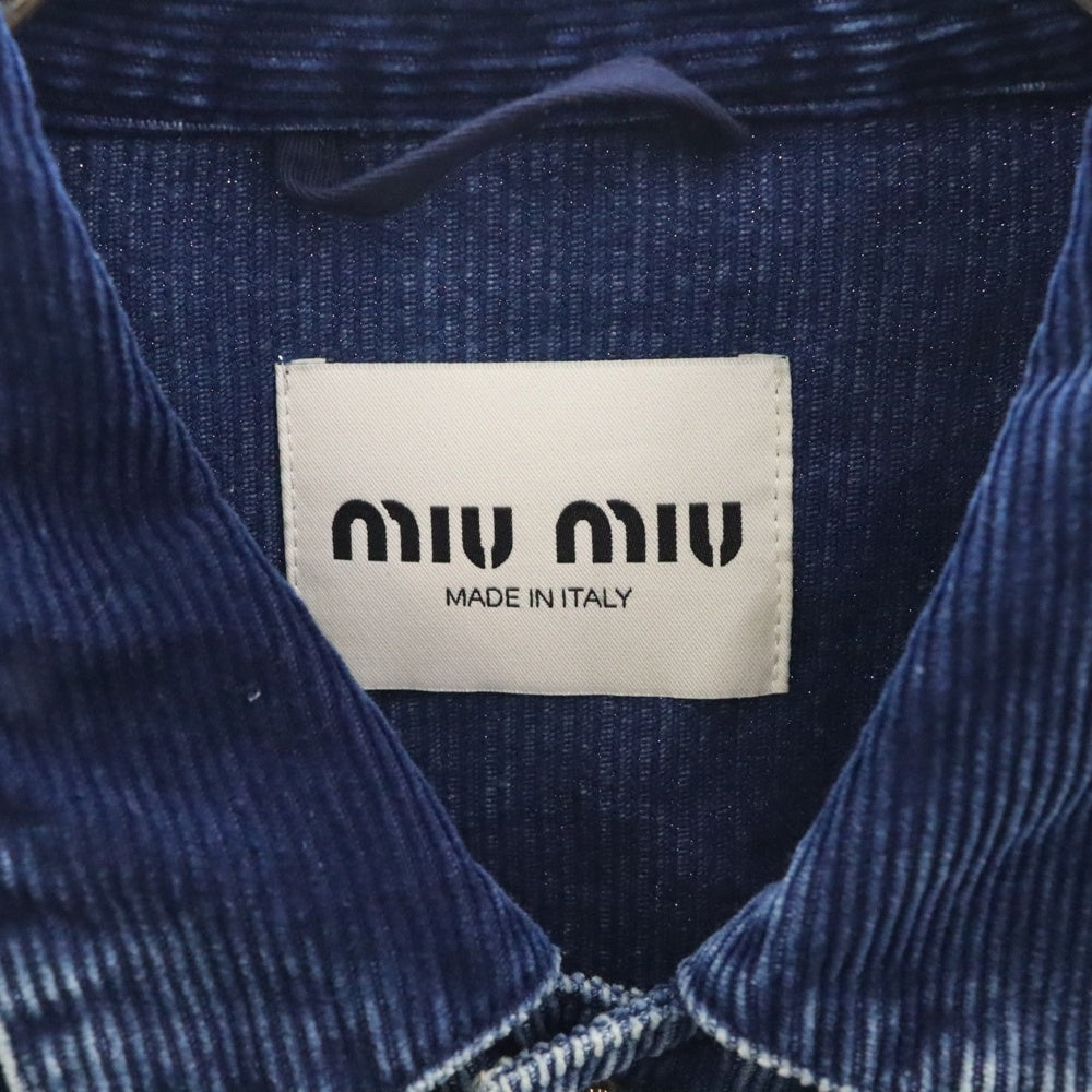 miumiu(ミュウミュウ) Washed Velvet Blouson Jacket ウォッシュドベルベット ブルゾンジャケット ブルー ML1009