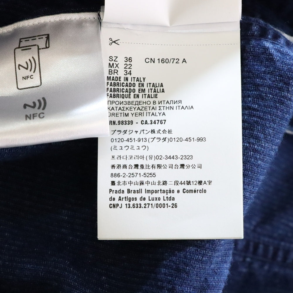 miumiu(ミュウミュウ) Washed Velvet Blouson Jacket ウォッシュドベルベット ブルゾンジャケット ブルー ML1009