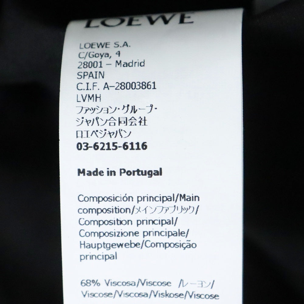 LOEWE(ロエベ) 25SS x Paula's Ibiza ×パウラズイビザ アナグラム刺繍 リネン半袖シャツ ブラック H616Y05X73