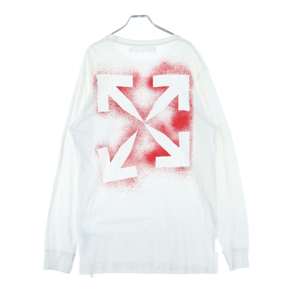 OFF-WHITE(オフホワイト) ARROWS L/S T-SHIRT バックプリント 長袖Tシャツカットソー ホワイト/オレンジ OMAB001E20JER004