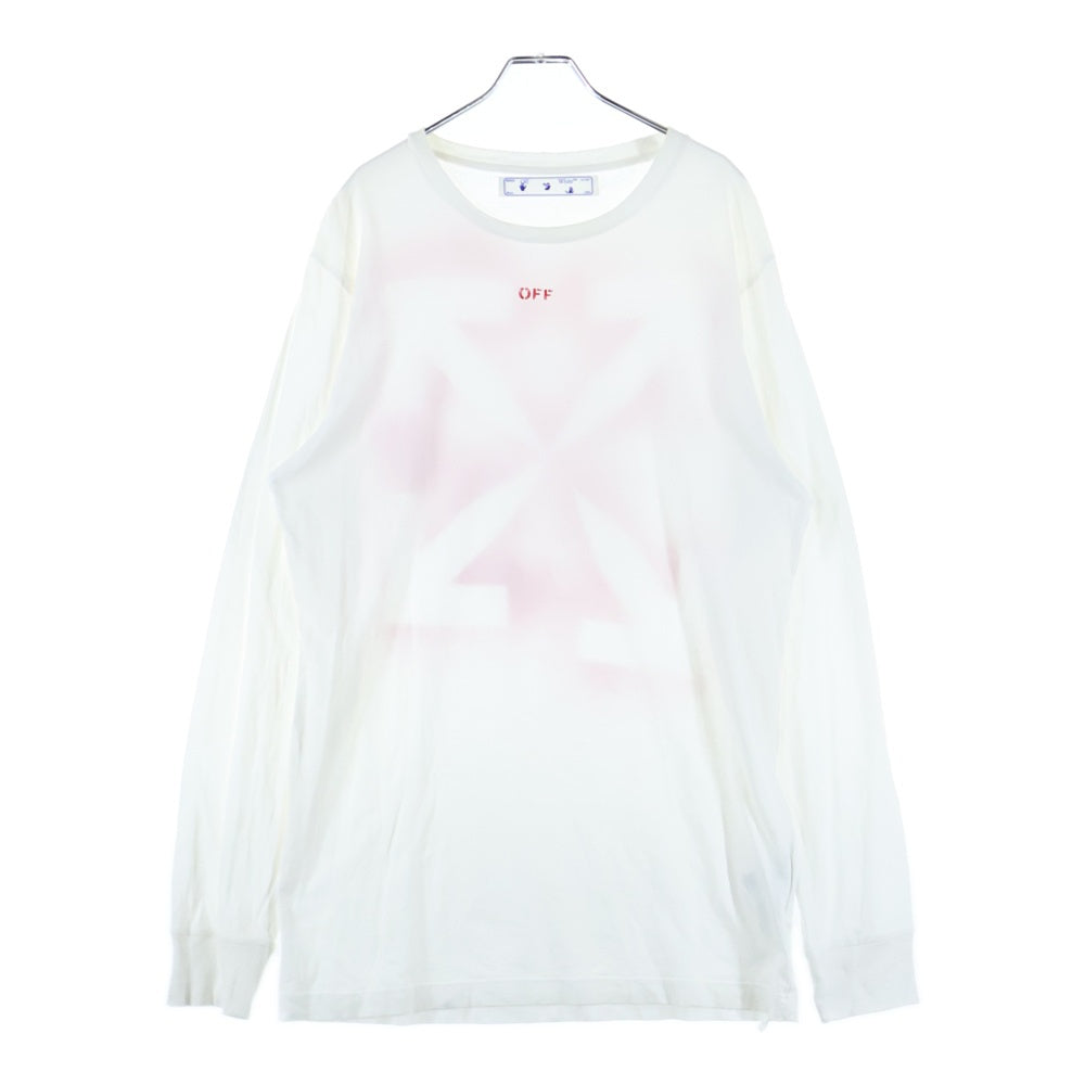 OFF-WHITE(オフホワイト) ARROWS L/S T-SHIRT バックプリント 長袖Tシャツカットソー ホワイト/オレンジ OMAB001E20JER004