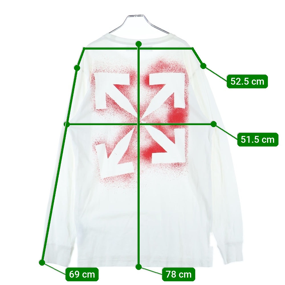 OFF-WHITE(オフホワイト) ARROWS L/S T-SHIRT バックプリント 長袖Tシャツカットソー ホワイト/オレンジ OMAB001E20JER004