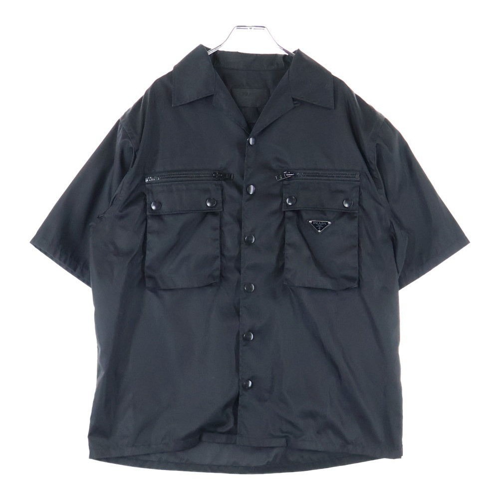 PRADA(プラダ) 19AW トライアングルロゴ ナイロン半袖シャツ ブラック SC491 S192 I18