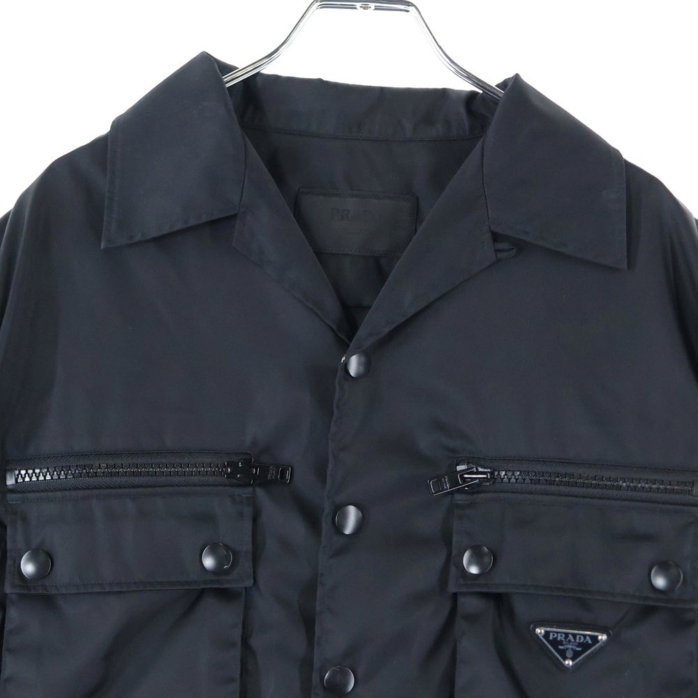 PRADA(プラダ) 19AW トライアングルロゴ ナイロン半袖シャツ ブラック SC491 S192 I18