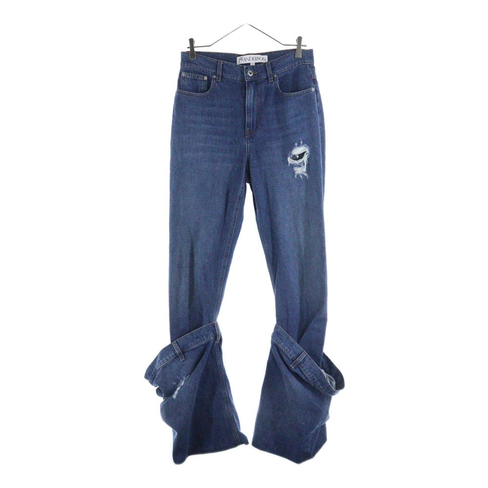 J.W.ANDERSON(ジェー ダブリュー アンダーソン) 23SS ダメージ加工 バケットパンツ ストレートデニムパンツ インディゴ DT0067PG1164804