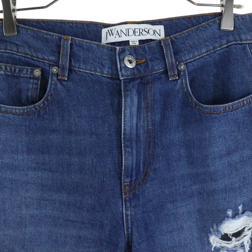 J.W.ANDERSON(ジェー ダブリュー アンダーソン) 23SS ダメージ加工 バケットパンツ ストレートデニムパンツ インディゴ DT0067PG1164804