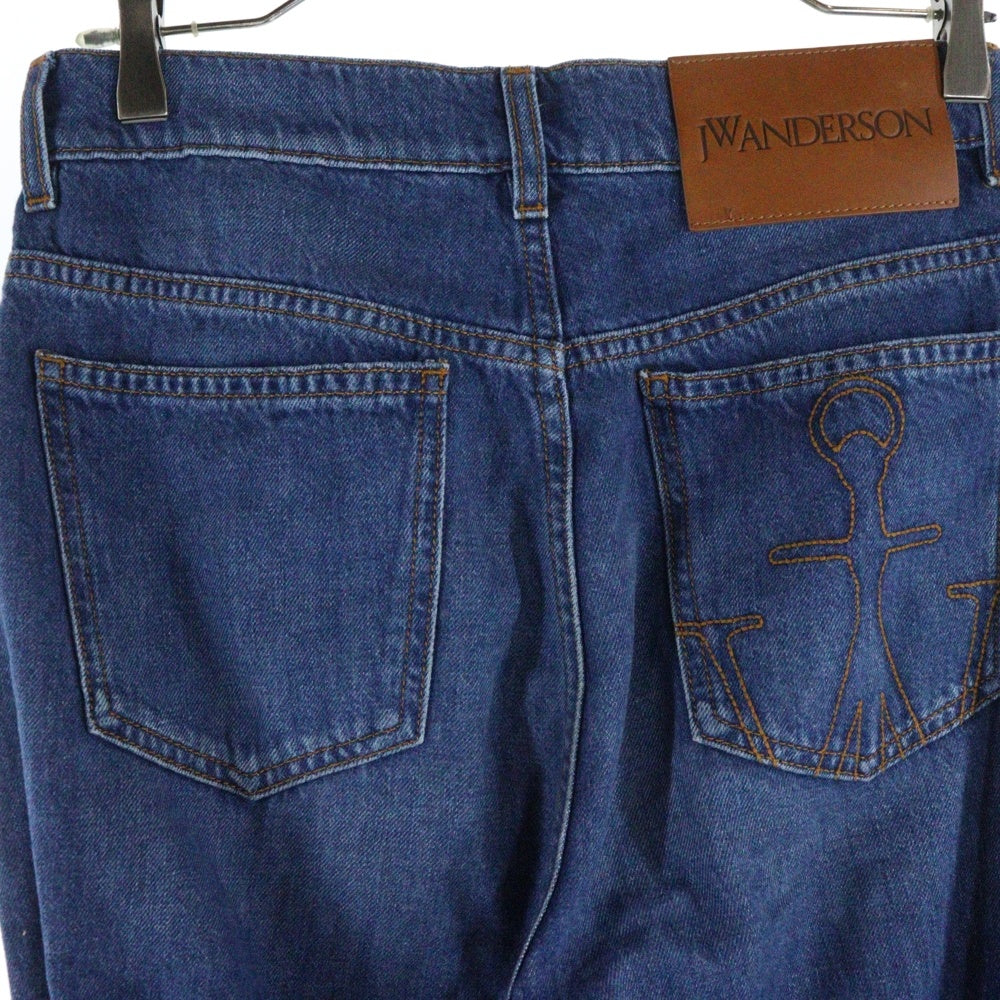 J.W.ANDERSON(ジェー ダブリュー アンダーソン) 23SS ダメージ加工 バケットパンツ ストレートデニムパンツ インディゴ DT0067PG1164804