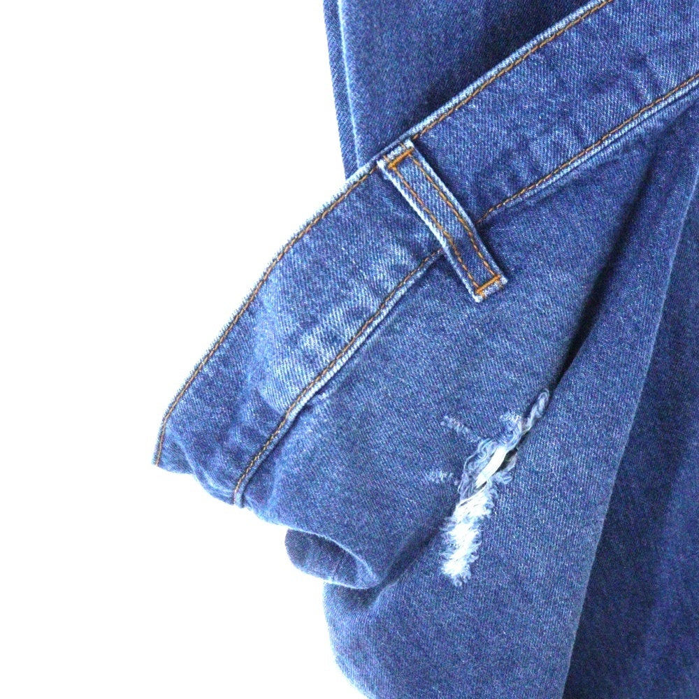 J.W.ANDERSON(ジェー ダブリュー アンダーソン) 23SS ダメージ加工 バケットパンツ ストレートデニムパンツ インディゴ DT0067PG1164804