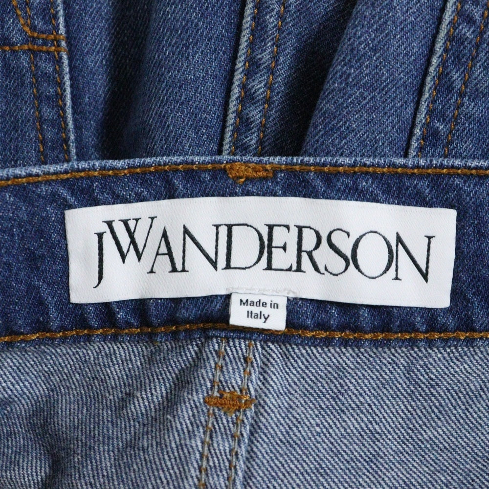 J.W.ANDERSON(ジェー ダブリュー アンダーソン) 23SS ダメージ加工 バケットパンツ ストレートデニムパンツ インディゴ DT0067PG1164804